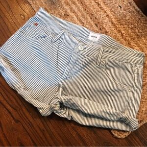 ▪️HUDSON Striped Cuffed Denim Shorts